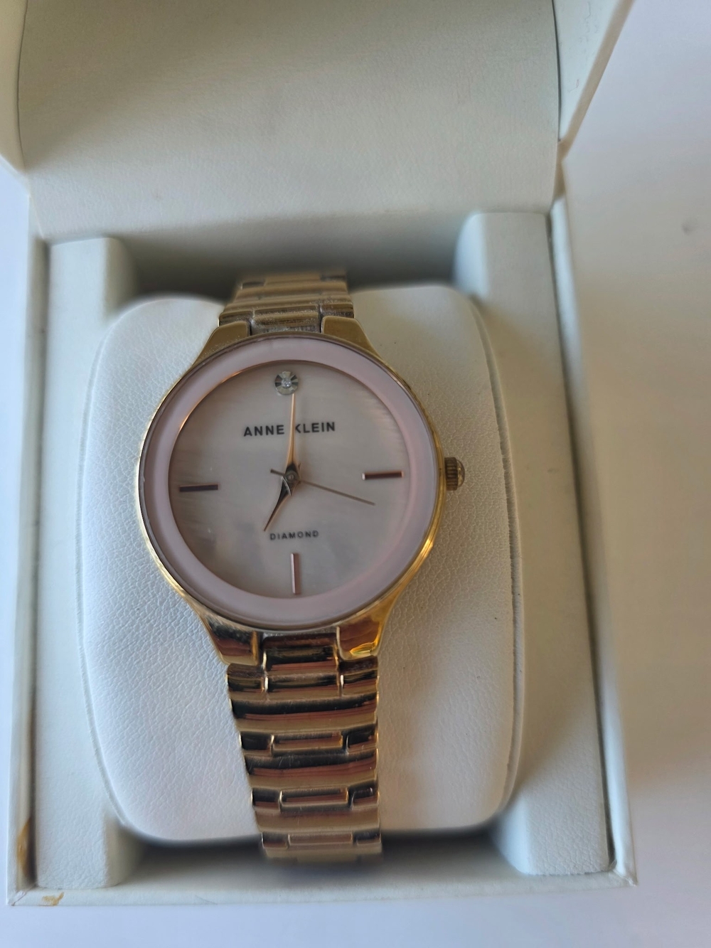 Anne Klein Rose Gold Tone Bracelet Watch with Pink Dial Accent